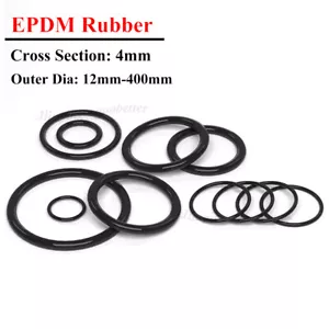 EPDM Gummi O Ringe 4 mm Schnurstärke Außen Ø 12-400mm O-Ring Dichtung Dichtring - Picture 1 of 12