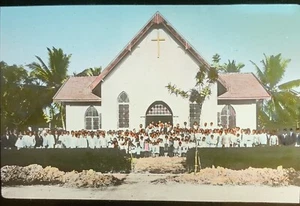 Magic Lantern Glass Slide Dedication Service of a Church unknown Asia building - Picture 1 of 4