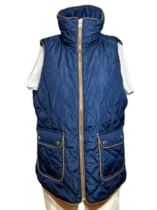 NWT Crown & Ivy Vest Women Large Blue Quilted Pockets Casual Classic - AC - Picture 1 of 13