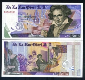 De La Rue GIORI, Test, Nota Pubblicitaria, Esemplare Varinota, Tipo 1, Beethoven F - Foto 1 di 1