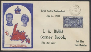 1939 Newfoundland #249 Royal Visit FDC Basha Corner Brook On Red Map Cachet - Picture 1 of 2
