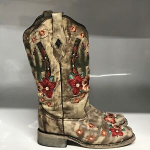 Corral Cactus Embroidery Western Boot Taupe Women's Size 8.5 Medium