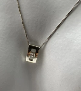 Vintage Sterling Silver 925 Pendant Necklace Cubic Zirconia 2.90g - Picture 1 of 10
