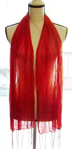 BUFANDA MULTIESTILO LIGERO TRANSPARENTE MODA 16X70 ACCESORIO CON FLECOS - ROJO - Imagen 1 de 7