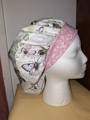 Flowers and Butterflies Medical Surgical Bouffant Scrub Hat SIZES SMALL - Image 1 of 2