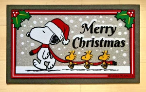 Peanuts Fussabstreifer Snoopy Woodstock Merry Christmas Türmatte 68x40cm De Luxe - Bild 1 von 3