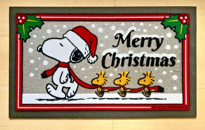IL GRUPPONE Peanuts Fussabstreifer Snoopy Woodstock Merry Christmas Türmatte 68x40cm De Luxe