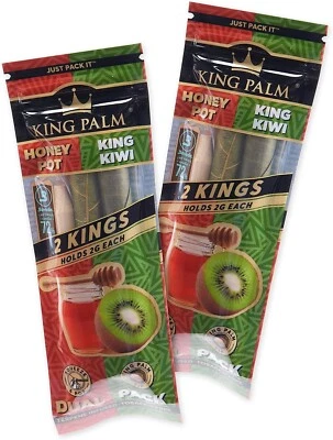 King Palm | King | Miel y kiwi | Rollos de hojas de palma | 2 paquetes de 2 cada uno = 4 rollos Foto 1 de 4