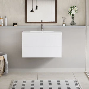 36"Floating Bathroom Vanity w/Sink,Modern Wall-Mounted Bathroom Storage Vanity C - Picture 1 of 13