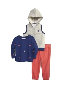 Boys Crown & Ivy Pants Football auburn orange navy Tee Vest Size 4T Set 3pc NWT - Picture 1 of 9