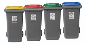 Bidone a due ruote bicolor per raccolta differenziata - 120 litri - Foto 1 di 9