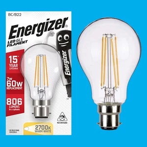 6x 7W (=60W) Clear LED Filament GLS, BC B22 Bayonet Cap, 2700K, Light Bulb, Lamp - Picture 1 of 2
