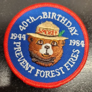Vintage Smokey the Bear 40th Anniversary Sew-On Patch - Picture 1 of 3