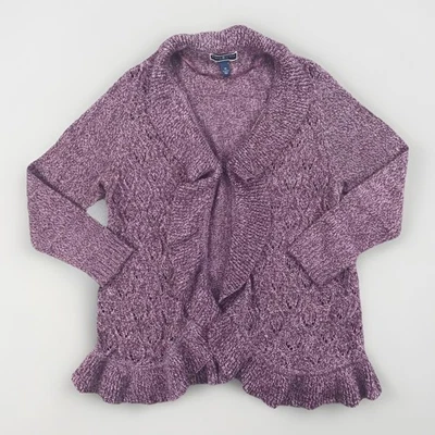 Karen Scott Mujer Plus 1X Púrpura Cascada Abierto Cárdigan Suéter Manga Larga Foto 1 de 4