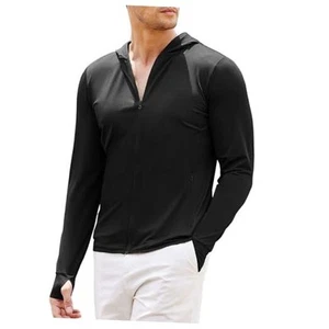Men Full Zip UPF 50 Sun Protection Hoodie Jacket Long Sleeve Lightweight - Picture 1 of 7