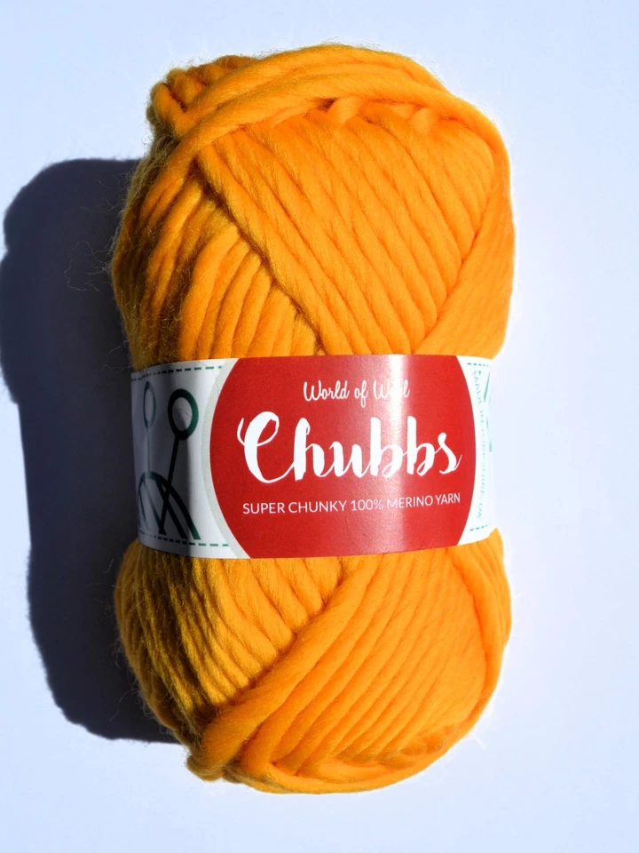 World of Wool Chubbs Super Chunky 100% merino yarn wool 100g