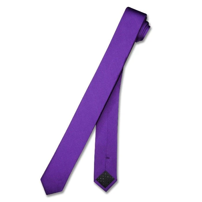 Corbata de cuello estrecho 100 % SEDA EXTRA delgada color PÚRPURA ÍNDIGO para hombre 1,5" Foto 1 de 1