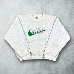 Vintage 90s Nike Swoosh Spellout Crewneck Sweatshirt Gray Size Large USA Made - Bild 1 von 10