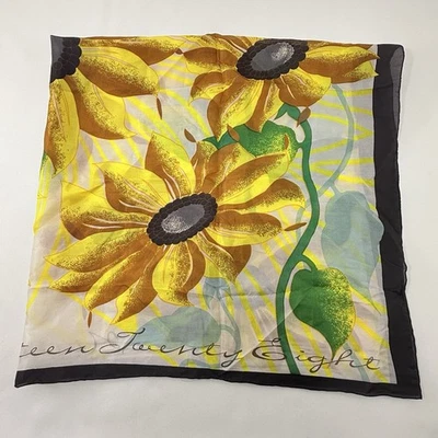 Nineteen Twenty Eight Girasol Seda Bufanda Cuadrada Grande Cubierta Verano Flor Floral Foto 1 de 4