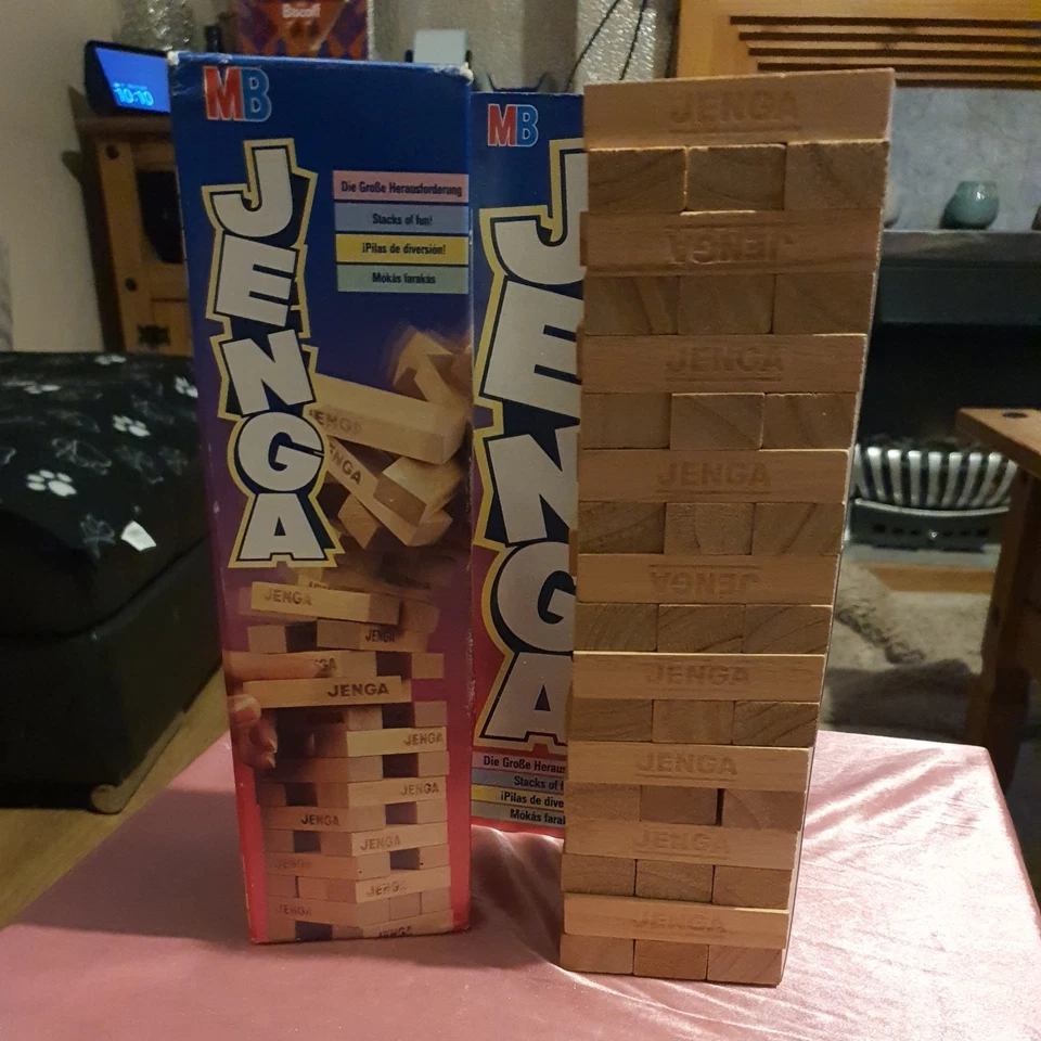 JENGA from 1995 by MB GAMES COMPLETE the wooden Stacking Game  - Image 1 of 3