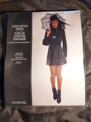 Sheer Witch Dress Size S/M Gothic Zipper Dress Halloween Adult Costume NEW - Image 1 of 4