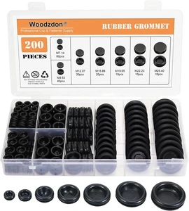 200Black Rubber Hole Plugs Assortment for Auto Body and Sheet Metal, Flush Head - Picture 1 of 7