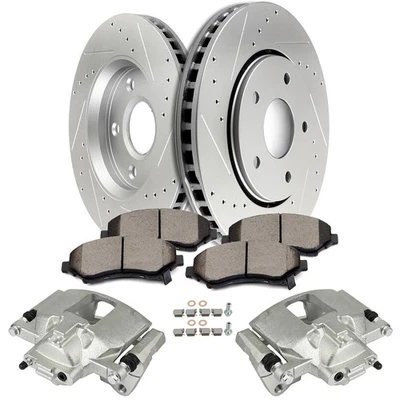 For Town & Country Dodge Grand Caravan Front Brake Rotors Ceramic Pads Calipers - Image 1 of 4