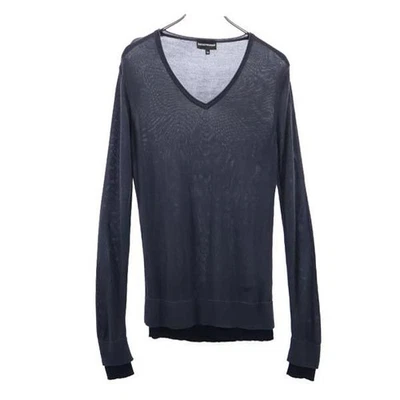 Emporio Armani one point embroidery Long sleeve V neck sweater 46 knit Men's - Image 1 of 4