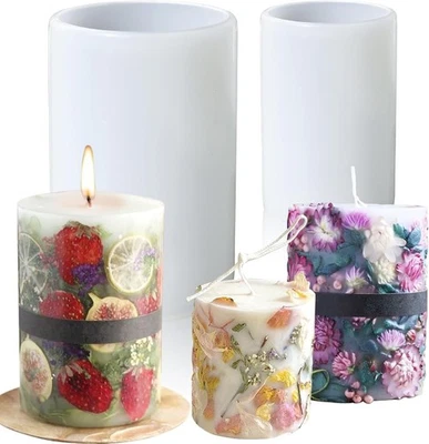 Cylinder Molds for Candle Making,4 Inch and 3.5 Inch Candle Making Molds Silicon - Image 1 of 4