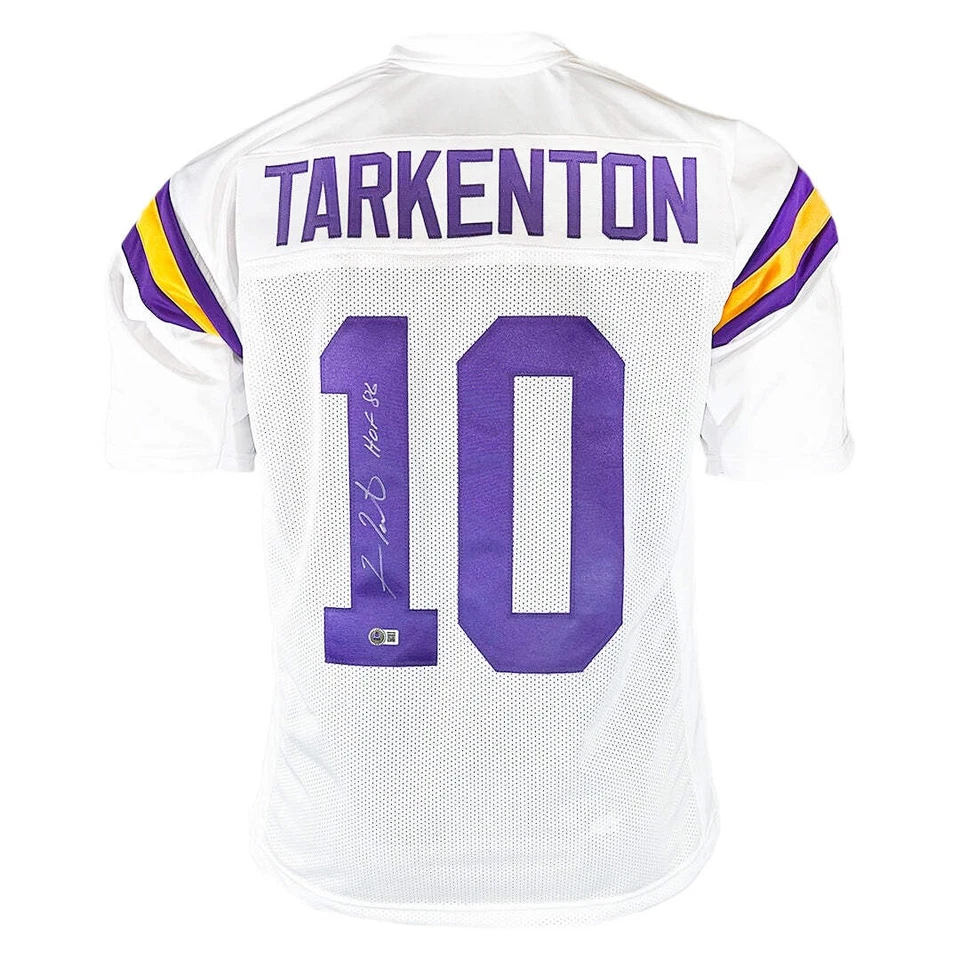 Fran Tarkenton Signed HOF 86 Inscription Minnesota White Football Jersey (Becket - Image 1 of 3