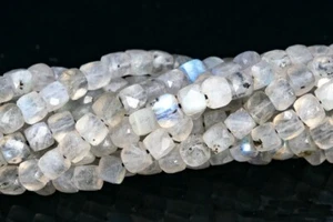 4MM Gray Labradorite Faceted Cube Grade AA Genuine Natural Gemstone Loose Beads - Picture 1 of 4