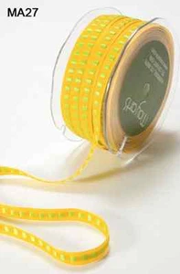 3/8" SOLID/ CENTER SQUARE - May Arts - MA27 -Yellow/Green - 50 Yards - Picture 1 of 1