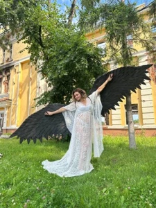 Angel Wings Black Adult Women Costume Accessory Halloween Cosplay Fashion Sexy - Picture 1 of 7