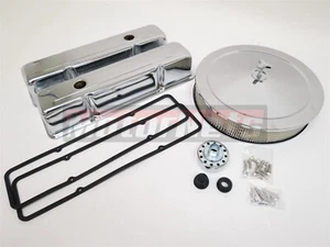 Chrome Engine Dress Up Kit for SBC Chevy Tall ValveCover Air Cleaner 283 305 350 - Picture 1 of 7