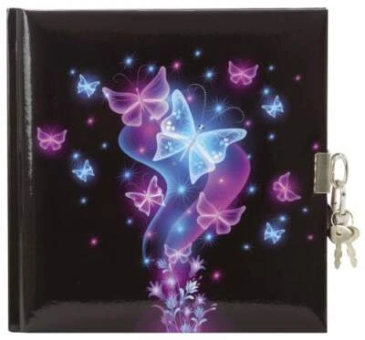 Goldbuch Tagebuch mit Schloss Schmetterling Notizbuch Einband wattiert Mädchen - Bild 1 von 4