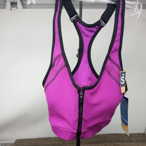 Champion B7920 Womens Small Zip Sports Bra Raspberry Shock NWT - Picture 1 of 7