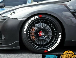 Permanent Tire Lettering PUNISHER Stickers 1.25" inch SET 15"-22" FOR 4 TIRES - Picture 1 of 2