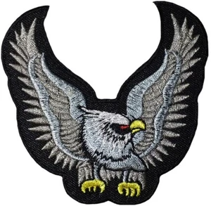 BALD EAGLE Hawk Bird Wings Falcon US Applique Embroidered Sew Iron on Patch Grey - Picture 1 of 1