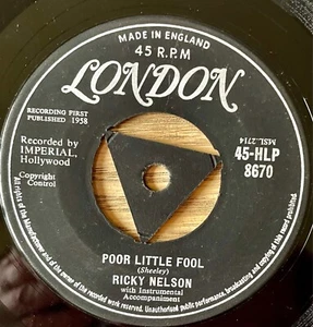 RICKY NELSON POOR LITTLE FOOL 7" LONDON (1958) SEHR GUTER ZUSTAND + POP ROCK 'N ROLL ENGLAND - Bild 1 von 3
