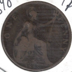 1898 Great Britain Circulated Penny Victoria & Britannia Coin! (#3) - Picture 1 of 2