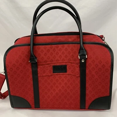 "Bolsa de viaje para pasar la noche Joy Mangano equipaje de mano ligera roja 17"" de ancho x 12""" Foto 1 de 4