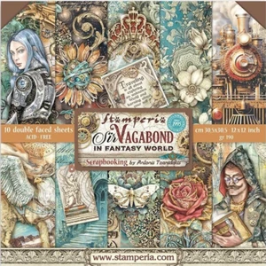 Stamperia SIR VAGABOND IN FANTASY WORLD - 12"" X 12"" - Doble cara - 10 HOJAS - Imagen 1 de 14