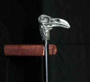 Antique Fnish Raven Skull Walking Stick Fancy dress Prop Revan Wooden Stick - Picture 1 of 4