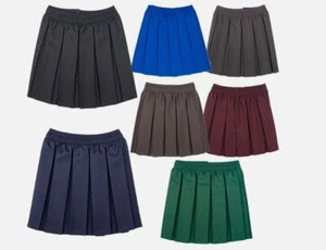New UK Stock Girls Box Pleated Elasticated Waist Uniform School Skirt 2-20 Years - Picture 1 of 8