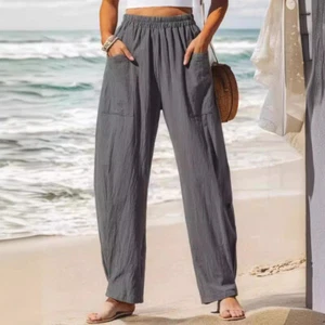 Women's Cotton And Linen Casual Relaxing Comfortable Pants Vacation Style - Picture 1 of 13