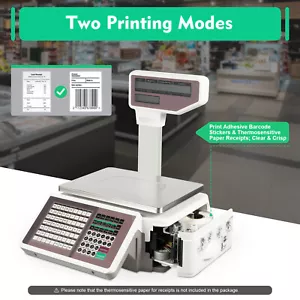 Báscula de computación digital comercial de precios de alimentos 66 lb con impresora de doble etiqueta NUEVA - Imagen 1 de 13