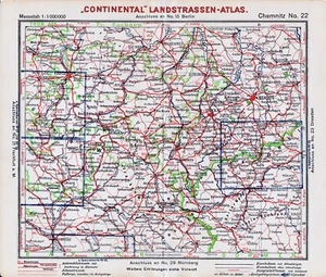 Chemnitz Erfurt Plauen Zwickau 1925 orig. Cartolina Autoatlante Zeitz Bayreuth Kronach - Foto 1 di 1