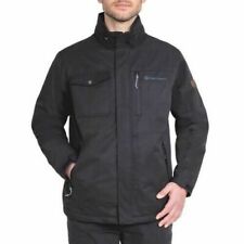 Rugged Elements Men's Tech Canvas Jacket Full Zip Hidden Hood Jet Black SMALL