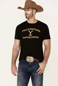 Men's Black Graphic Print Yellowstone Dutton Ranch Logo T Shirt 2X New - Picture 1 of 2