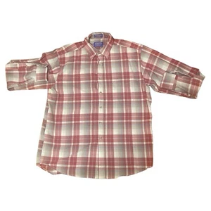 Sir Pendleton 100% Virgin Wool Red Plaid Shirt Large Long Sleeve Button Up Mens - Picture 1 of 12